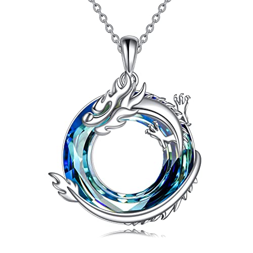 POPLYKE Drachen Halskette Sterling Silber für Frauen Männer Kristall Drachen Anhänger Keltischer Drachenschmuck POPLYKE Drachen Halskette Sterling Silber für Frauen Männer Kristall Drachen Anhänger Keltischer Drachenschmuck von POPLYKE