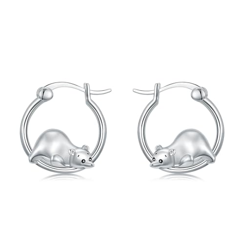 POPLYKE Eisbär Ohrringe für Frauen Sterling Silber Hoop Earrings Cute Animal Jewelry Geschenk für Mädchen (Eisbär) von POPLYKE