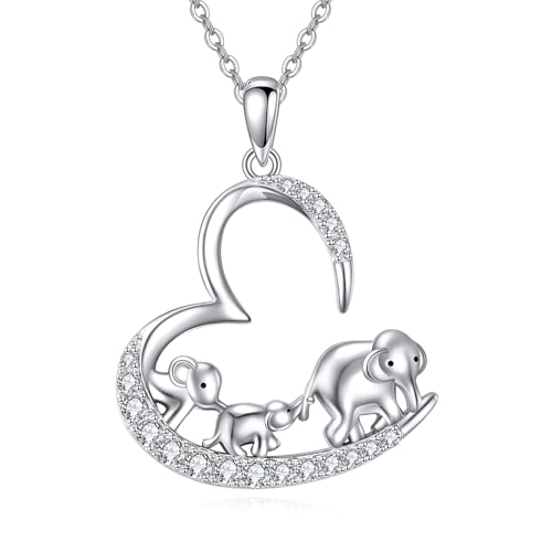 POPLYKE Elefanten Halskette 925 Sterling Silber Elefanten Anhänger Halskette Elefanten Schmuck für Damen Mama von POPLYKE