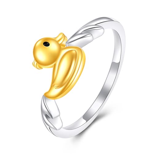 POPLYKE Ente Ring für Frauen Sterling Silber Ente Ring Tierschmuck Geschenk für Mädchen (Ente- Größe7) von POPLYKE