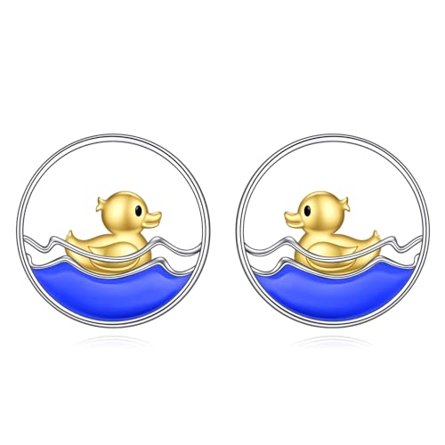 POPLYKE Ente Schwimmen Ohrringe für Frauen Sterling Silber Ente Ohrstecker Schwimmen Geschenke (Ente) von POPLYKE