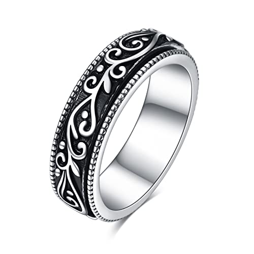 POPLYKE Fidget Ringe für Angst für Damen Sterling Silber Filigrane Stimmung Ringe Geschenke 8# von POPLYKE
