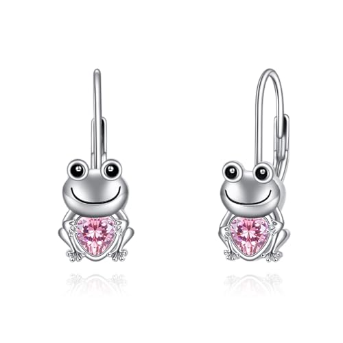 POPLYKE Frosch-Ohrringe für Frauen Sterling Silber Leverback Ohrringe Cute Animal Jewelry Geschenk für Mädchen (Frosch) von POPLYKE