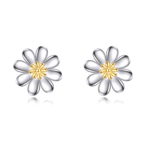 POPLYKE Gänseblümchen Ohrringe 925 Sterling Silber Gänseblümchen Ohrstecker Blumen Ohrringe Gänseblümchen Schmuck von POPLYKE