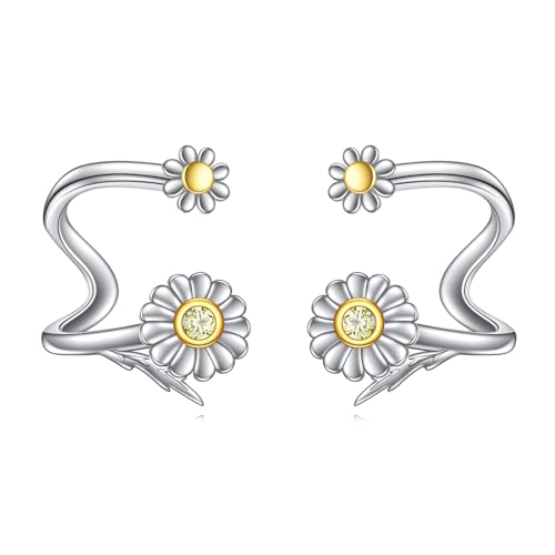 POPLYKE Gänseblümchen Ohrringe für Frauen Sterling Silber Gänseblümchen Ohrstecker Blume Jewerly Geschenk für Mädchen (Gänseblümchen) von POPLYKE