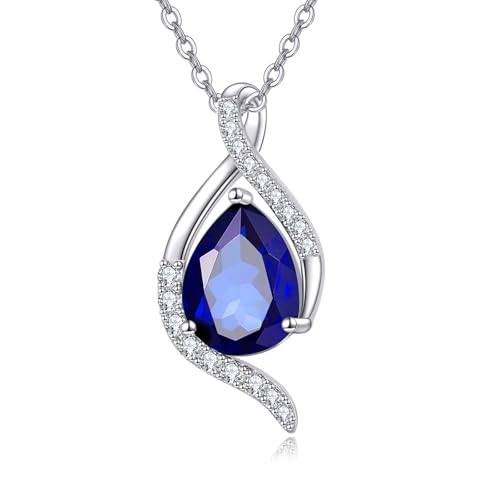 POPLYKE Geburtsstein Halskette für Frauen Teardrop Cubic Zirkonia Halskette S925 Sterling Silber Sanfte Liebe Geburtstagsgeschenke für Damen von POPLYKE