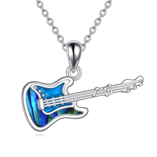 POPLYKE Gitarre Halskette Sterling Silber Gitarre Abalone Shell Halskette Musik Graduation Schmuck Geschenk für Frauen Männer von POPLYKE