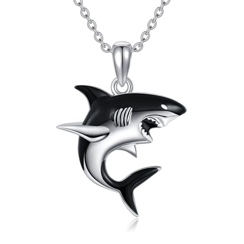 POPLYKE Hai Halskette 925 Sterling Silber Hai Anhänger Halskette Tier Schmuck für Damen von POPLYKE