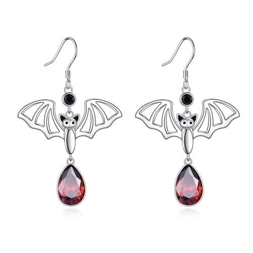 POPLYKE Fledermaus Ohrringe für Frauen 925 Sterling Silber Schwarz und Rot Ohrringe Gothic-Schmuck Geschenk für Mädchen (Fledermaus) von POPLYKE