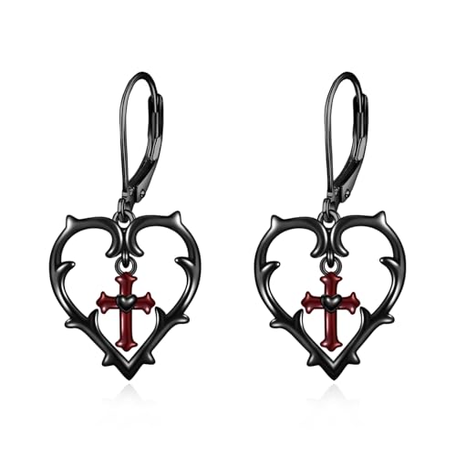 POPLYKE Gothic Kreuz Ohrringe für Frauen Sterling Silber Schwarz Ohrringe Kreuz Schmuck Geschenk für Mädchen (Kreuz) von POPLYKE