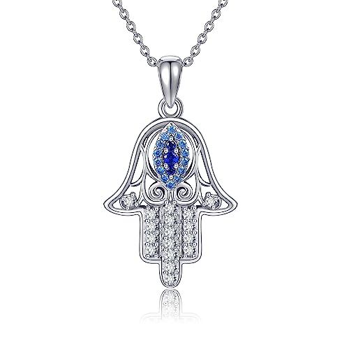 POPLYKE Hamsa Hand Anhänger Evil Eye Halskette für Damen 925 Sterling Silber Evil Eye Schmuck Geschenk von POPLYKE