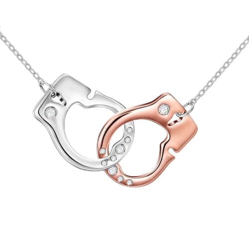 POPLYKE Handschellen Halskette Sterling Silber Handschellen Anhänger Kette Punk Rocker Schmuck Geschenke für Frauen von POPLYKE