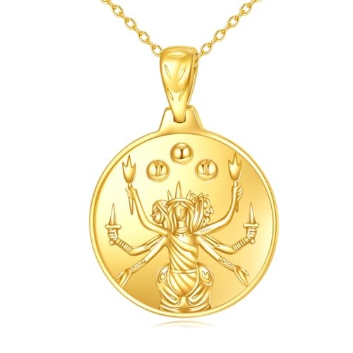 POPLYKE Hecate Münze Halskette Sterling Silber Triple Moon Göttin Halskette Hexe Halskette Hecate Schmuck (Hecate) von POPLYKE