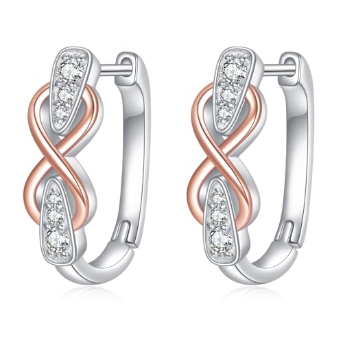 POPLYKE Infinity Hoop Ohrringe für Damen 925 Sterling Silber Kubik Zirkonia Infinity Ohrringe Schmuck Geschenke für empfindliche Ohren für Mutter Frau Damen von POPLYKE