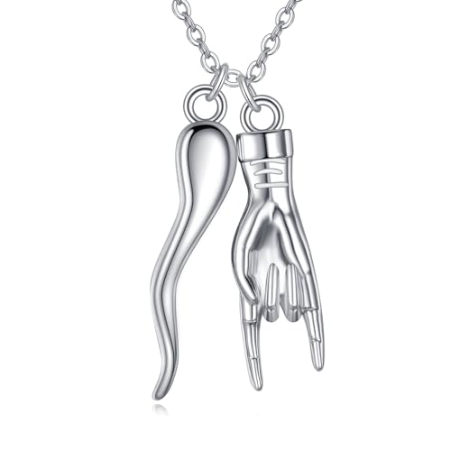 POPLYKE Italienische Horn Halskette für Damen 925 Sterling Silber Italienische Glück Schutz Amulett Anhänger Schmuck für Damen von POPLYKE