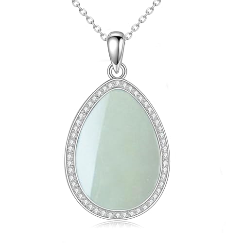 POPLYKE Jade Halskette für Frauen Sterling Silber Jade Teardrop Halskette Anhänger Jade Schmuck Geschenk für Frauen (Jade) von POPLYKE