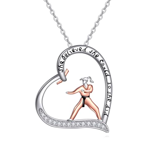 POPLYKE Karate Halskette für Frauen Sterling Silber Karate Halskette Taekwondo Jiu Jitsu-Schmuck für Frauen (Karate2) von POPLYKE