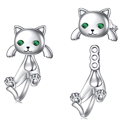 POPLYKE Katze Studie Ohrringe für Damen 925 Sterling Silber Katze Ohrringe für Mädchen Katze Geschenke Katze Schmuck von POPLYKE