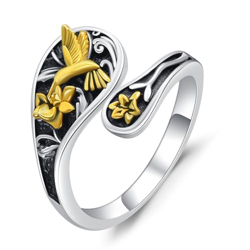 POPLYKE Kolibri Ring für Frauen Sterling Silber Einstellbare Löffel Daumen Ringe Schmuck Geschenke von POPLYKE