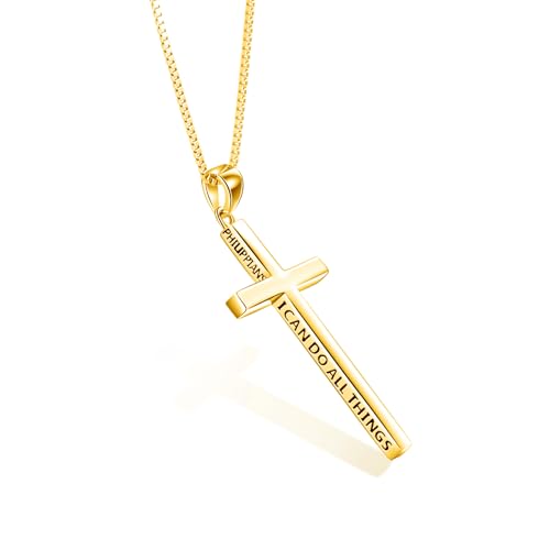 POPLYKE Kreuz Kette Damen Männer Vergoldet 925 Sterling Silber Philippians 4:13 Ich kann alle Dinge inspirierende Schmuck für Männer 20+2'' POPLYKE Kreuz Kette Damen Männer Vergoldet 925 Sterling Silber Philippians 4:13 Ich kann alle Dinge inspirierende Schmuck für Männer 20+2'' von POPLYKE