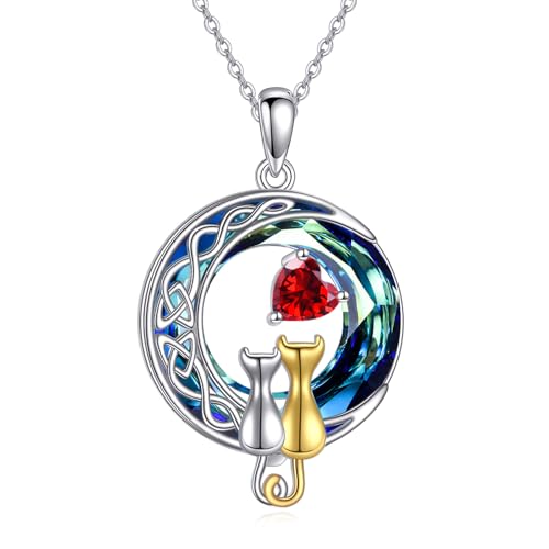 POPLYKE Kristall Katze Kette 925 Sterling Silber Geburtsstein Anhänger Mutter Tochter Katze Schmuck Jan. Granat Anhänger Geschenke POPLYKE Kristall Katze Kette 925 Sterling Silber Geburtsstein Anhänger Mutter Tochter Katze Schmuck Jan. Granat Anhänger Geschenke von POPLYKE