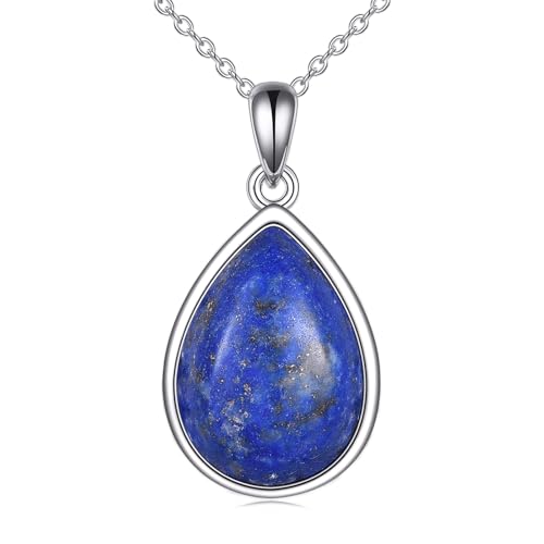 POPLYKE Lapis Lazuli Halskette für Frauen Sterling Silber Lapis Lazuli Halskette Teardrop Lapis Lazuli Schmuck Geschenk für Mädchen von POPLYKE