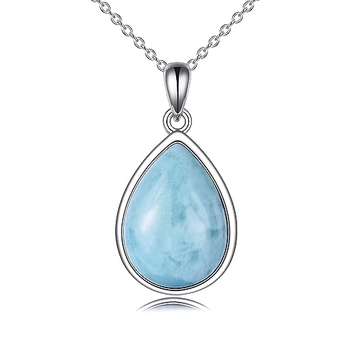 POPLYKE Larimar Halskette für Frauen Sterling Silber Teardrop Halskette Larimar Schmuck Geschenk für Mädchen (larimar) von POPLYKE