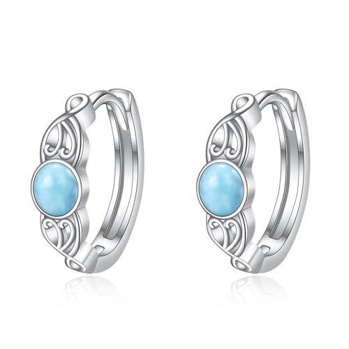 POPLYKE Larimar Hoop Ohrringe Sterling Silber Keltische Knoten Hoop Ohrringe für Damen Irische Ohrringe Schmuck für Damen von POPLYKE