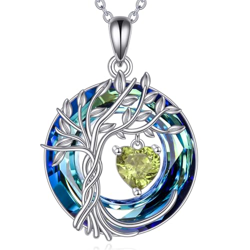 POPLYKE Lebensbaum Geburtsstein kette für Damen 925 Sterling Silber Baum des Lebens Schmuck Peridot Anhänger August Geburtsstein Edelstein mit Kristall Weihnachtsgeschenke für Mutter Ehefrau POPLYKE Lebensbaum Geburtsstein kette für Damen 925 Sterling Silber Baum des Lebens Schmuck Peridot Anhänger August Geburtsstein Edelstein mit Kristall Weihnachtsgeschenke für Mutter Ehefrau von POPLYKE