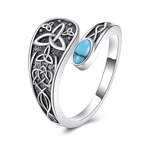 POPLYKE Löffel Ringe für Damen 925 Sterling Silber Türkis Ring Einstellbare Vintage Daumen Keltische Knoten Ring Vintage Finger Open Antike Ringe Schmuck für Damen POPLYKE Löffel Ringe für Damen 925 Sterling Silber Türkis Ring Einstellbare Vintage Daumen Keltische Knoten Ring Vintage Finger Open Antike Ringe Schmuck für Damen von POPLYKE