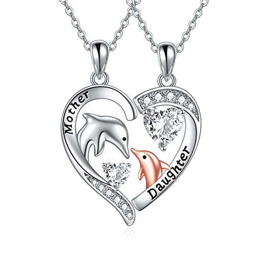 POPLYKE Mama Tochter Halskette Sterling Silber Geburtstag Anhänger Schmuck Mutter Tochter Set Geschenke für Frauen Mama Tochter Frau von POPLYKE