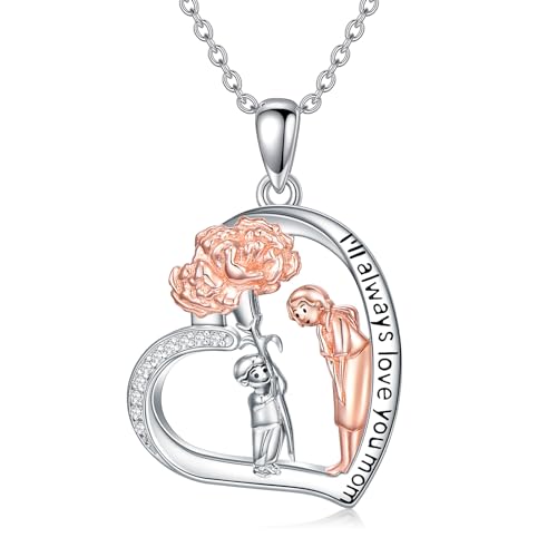 POPLYKE Mom Halskette von Sohn Sterling Silber Mutter und Sohn Halskette Schmuck Geschenk für Frauen Muttertag von POPLYKE