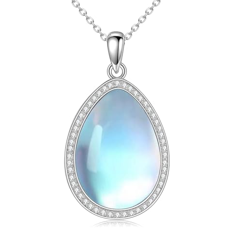 POPLYKE Mondstein Halskette für Frauen Sterling Silber Teardrop Halskette Schmuck Geschenk für Frauen (Mondstein) von POPLYKE