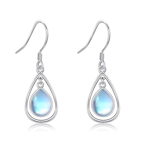 POPLYKE Mondstein Ohrringe für Damen Träne Tropfen Dangle Ohrringe 925 Sterling Silber Leverback Ohrringe Schmuck für Damen von POPLYKE