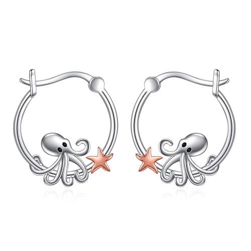 POPLYKE Octopus Ohrringe für Frauen Sterling Silber Octopus Ohrringe Strand Schmuck Geschenk für Mädchen von POPLYKE