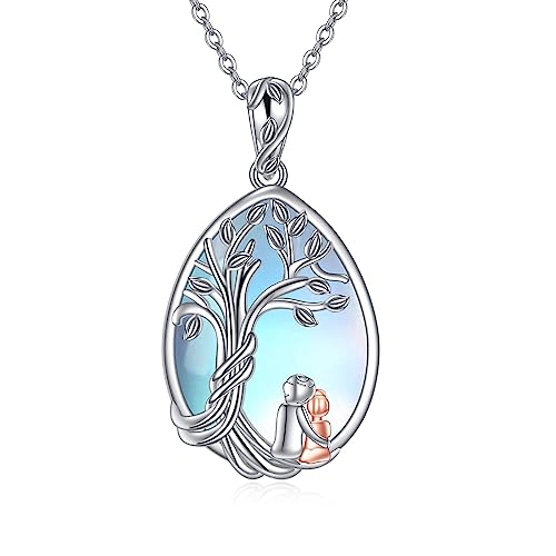 POPLYKE Oma Halskette für Frauen Baum des Lebens Mondstein Oma Geschenke Sterling Silber Enkelin Schmuck Enkelin Geschenke von Oma Geburtstag von POPLYKE