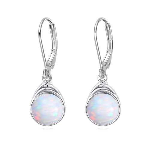 POPLYKE Opal Ohrringe Dangle 925 Sterling Silber Leverback Ohrringe für Damen Opal Schmuck Geschenke von POPLYKE