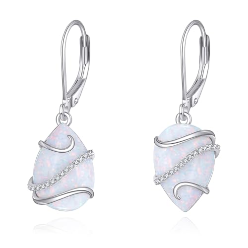 POPLYKE Opal Ohrringe für Frauen Sterling Silber Teardrop Dangle Ohrringe Schmuck Geschenk für Frauen (Weiß Opal) POPLYKE Opal Ohrringe für Frauen Sterling Silber Teardrop Dangle Ohrringe Schmuck Geschenk für Frauen (Weiß Opal) von POPLYKE