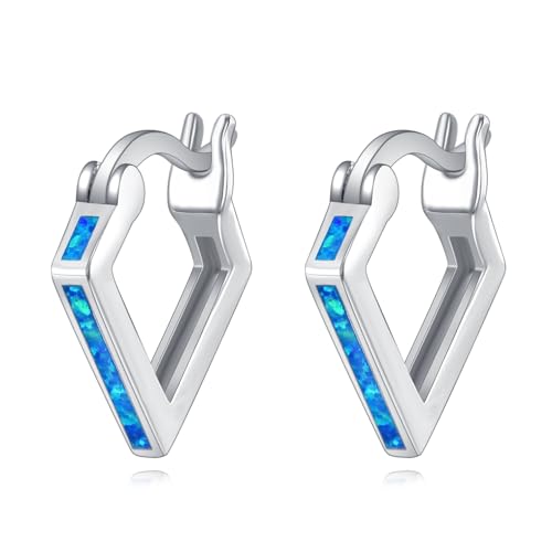 POPLYKE Opal Square Huggie Hoop Ohrringe für Frauen 925 Sterling Silber Ohrringe Schmuck Geschenke von POPLYKE