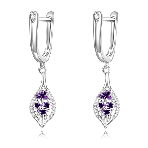 POPLYKE Orchidee Ohrringe 925 Sterling Silber Orchidee Dangle Ohrringe Floral Ohrringe Orchidee Schmuck für Damen Sensible Ohrringe von POPLYKE