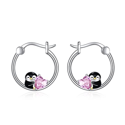 POPLYKE Penguin Hoop Earrings für Frauen Sterling Silber Hypoallergene Ohrringe Schmuck Geburtstagsgeschenke von POPLYKE