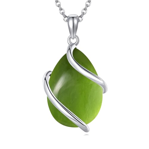 POPLYKE Peridot Halskette Sterling Silber Teardrop Anhänger Halskette Schmuck für Damen von POPLYKE