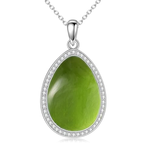 POPLYKE Peridot Halskette für Frauen Sterling Silber Teardrop Halskette Anhänger Grüner Stein Schmuck Geschenk für Frauen (Peridot) von POPLYKE