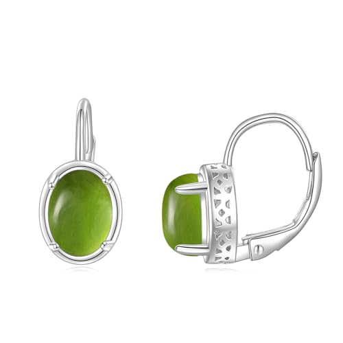 POPLYKE Peridot Ohrringe für Frauen Sterling Silber Peridot Leverback Ohrringe Peridot-Schmuck Geschenk für Frauen von POPLYKE