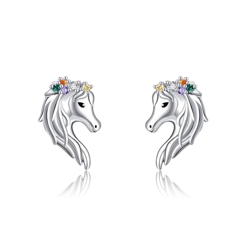 POPLYKE Pferd Ohrringe für Mädchen 925 Sterling Silber Pferd Ohrstecker für Damen Pferd Schmuck Tier Ohrringe von POPLYKE