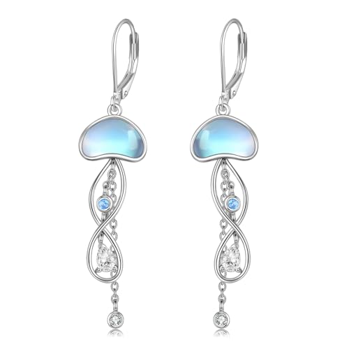 POPLYKE Quallen Ohrringe für Frauen Sterling Silber Mondstein Quallen Ohrringe baumeln Strand Schmuck Geschenk für Frauen POPLYKE Quallen Ohrringe für Frauen Sterling Silber Mondstein Quallen Ohrringe baumeln Strand Schmuck Geschenk für Frauen von POPLYKE