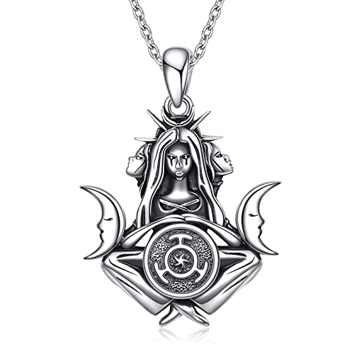 POPLYKE Rad der Hekate Göttin Symbol Anhänger Halskette Sterling Silber Wicca Schmuck für Frauen von POPLYKE