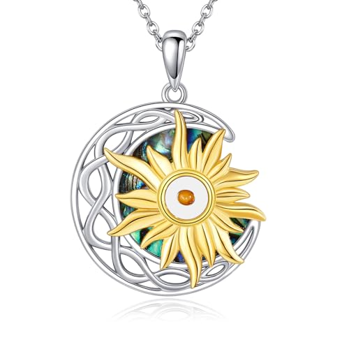 POPLYKE SHEAISRS Sonne und Mond Halskette für Frauen 925 Sterling Silber Abalone Halskette Senf Samen Anhänger Halskette Schmuck für Damen POPLYKE SHEAISRS Sonne und Mond Halskette für Frauen 925 Sterling Silber Abalone Halskette Senf Samen Anhänger Halskette Schmuck für Damen von POPLYKE