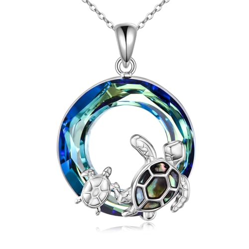 POPLYKE Schildkröte Kristall Urne Halskette für Frauen Sterling Silber Strand Halskette Schildkröte Urne Schmuck (Schildkröte) von POPLYKE