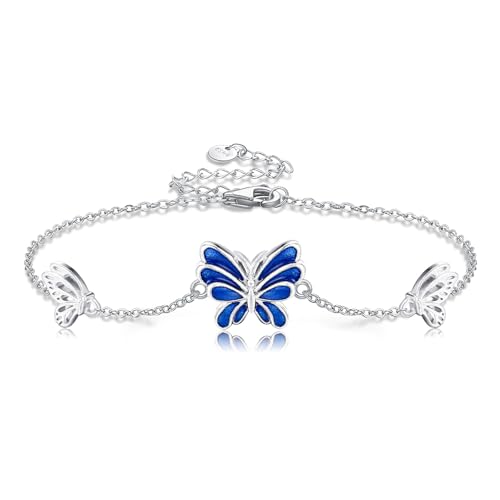 POPLYKE Schmetterling Armband Sterling Silber Armbänder für Damen Verstellbare Armband Schmuck für Damen von POPLYKE